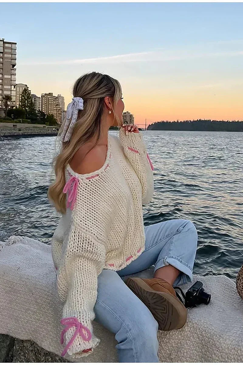 Hailey | Oversized Knit Sweater with Lace