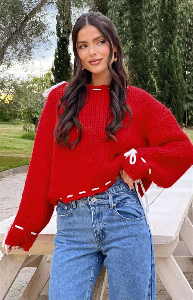 Hailey | Oversized Knit Sweater with Lace