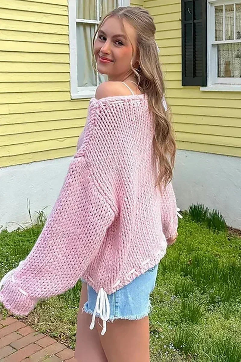 Hailey | Oversized Knit Sweater with Lace