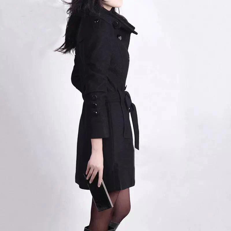 Kiara | Women Winter Wool-Blend Belted Trench Coat