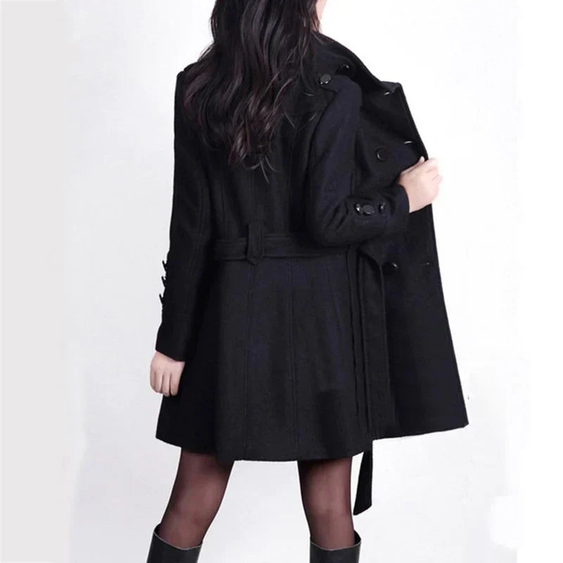 Kiara | Women Winter Wool-Blend Belted Trench Coat