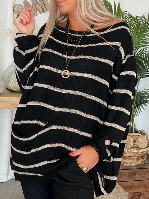 Abigail | Relaxed Fit Striped Sweater with Pockets