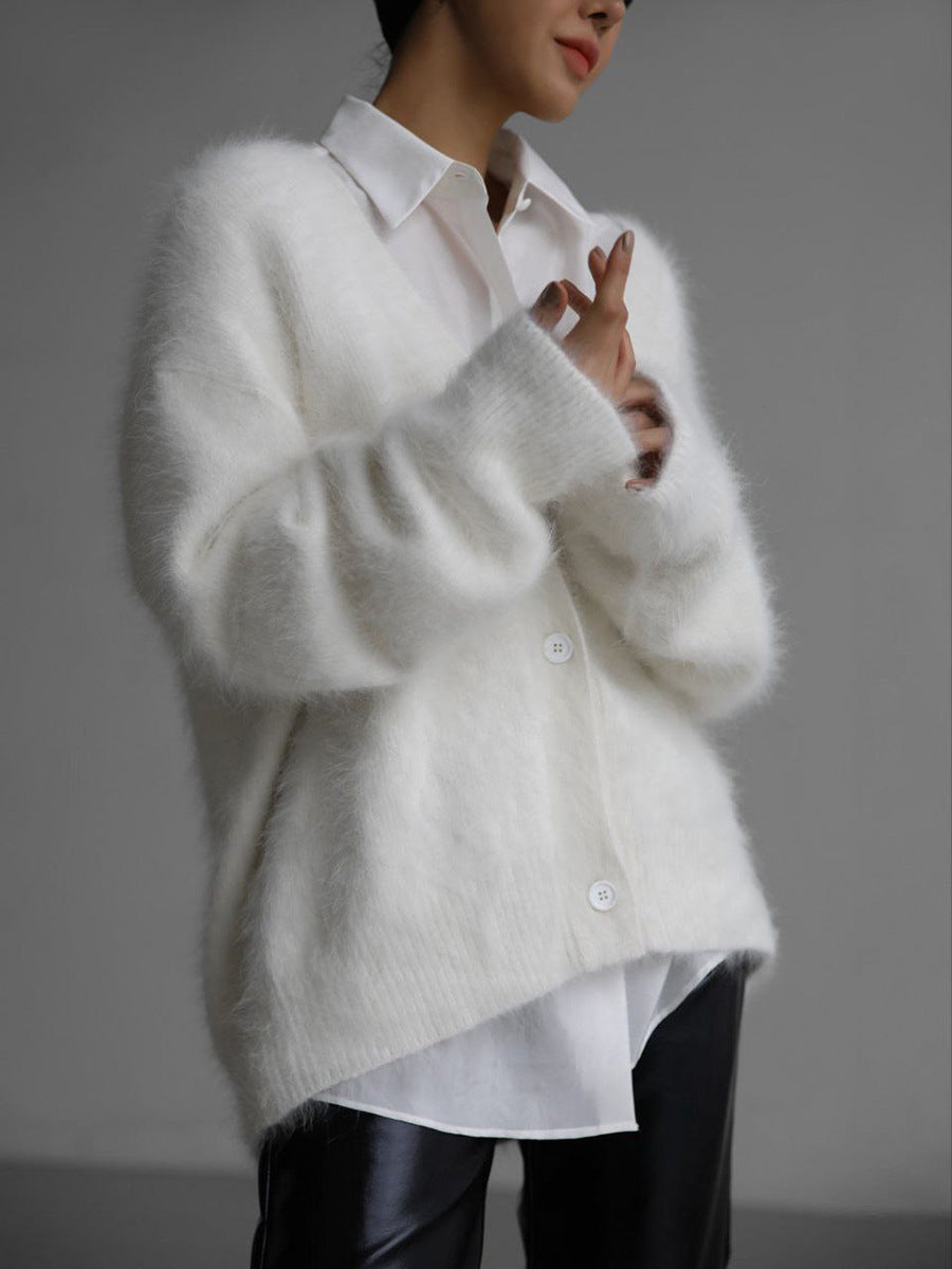 Maya | Women Winter Soft Fuzzy Cardigan with Buttons