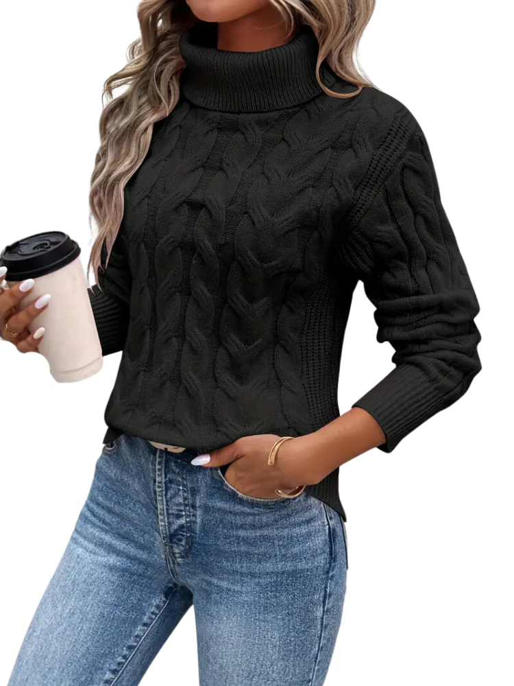 Eloise | Women’s Winter Turtleneck Cable Knit Sweater