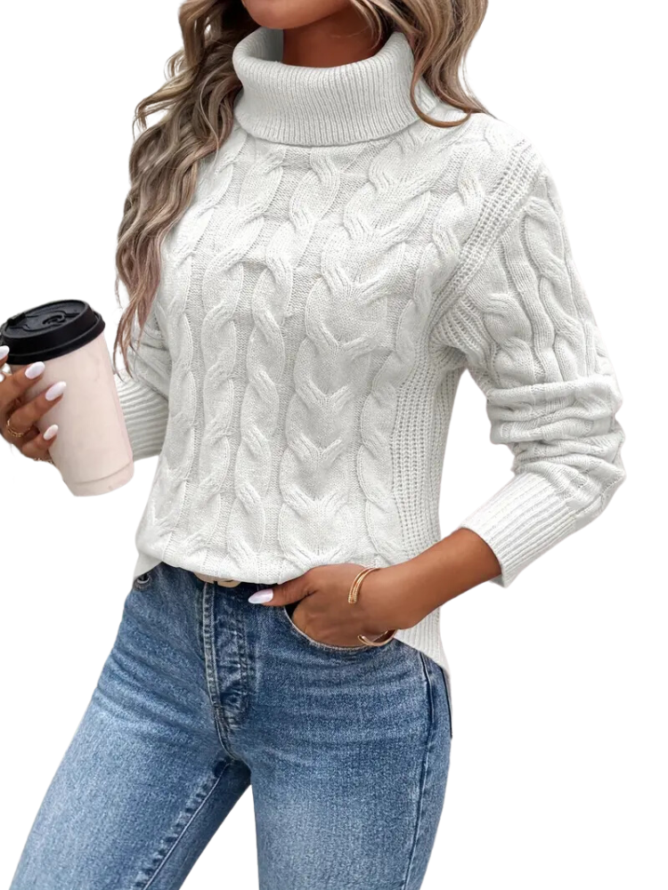Eloise | Women’s Winter Turtleneck Cable Knit Sweater