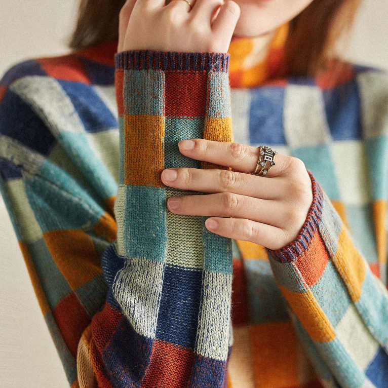 Madison | Women Winter Color-Block Plaid Sweater