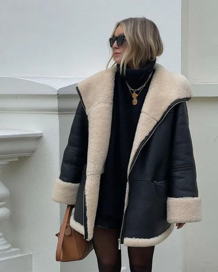 Kayla | Women Winter Zip-Up Faux Leather Coat
