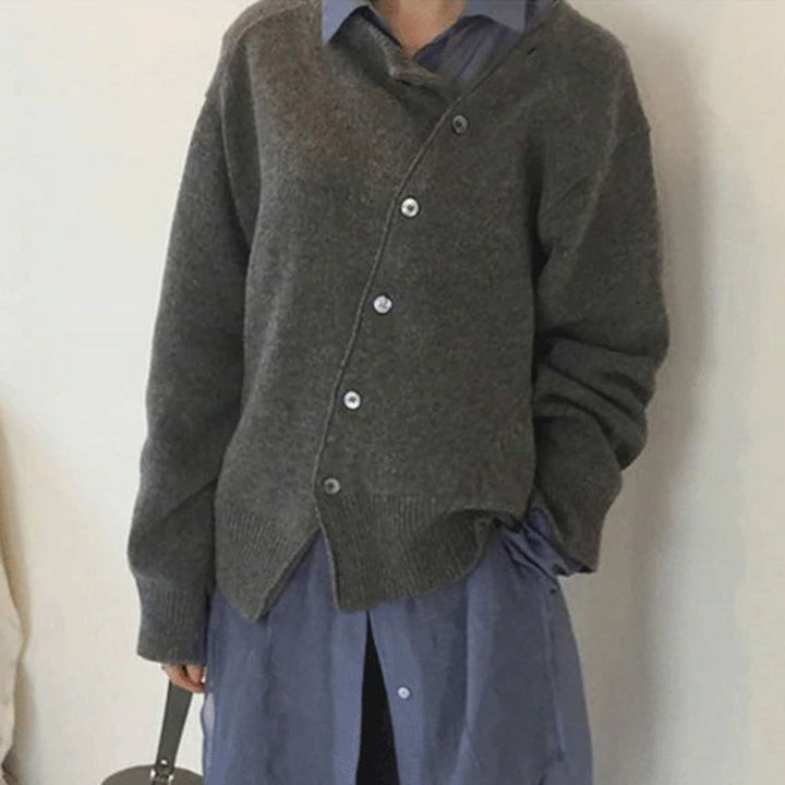 Jocelyn | Women’s Winter Asymmetrical Button Sweater