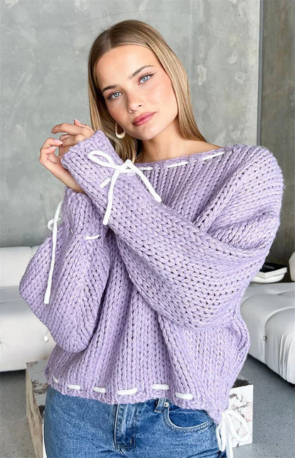 Hailey | Oversized Knit Sweater with Lace