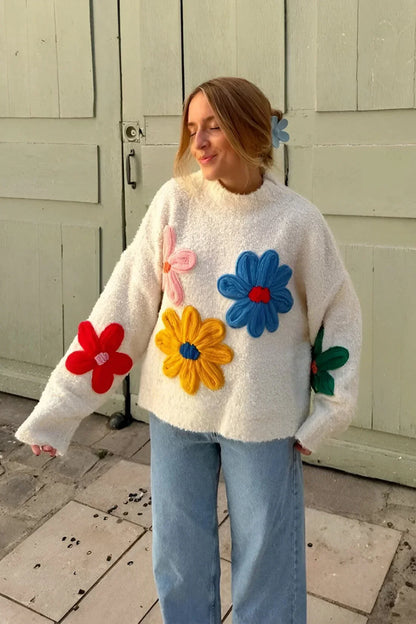 Aubrey | Women Winter Floral Knit Sweater