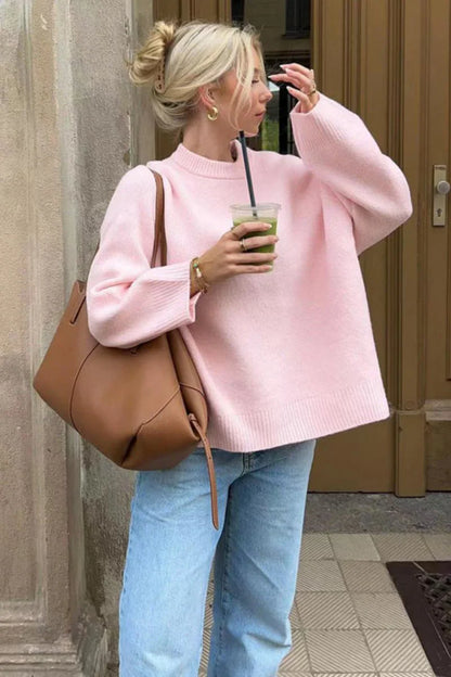 Jade | Oversized Knit Sweater with Ribbed Cuffs