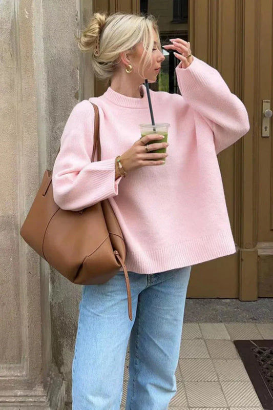 Jade | Oversized Knit Sweater with Ribbed Cuffs