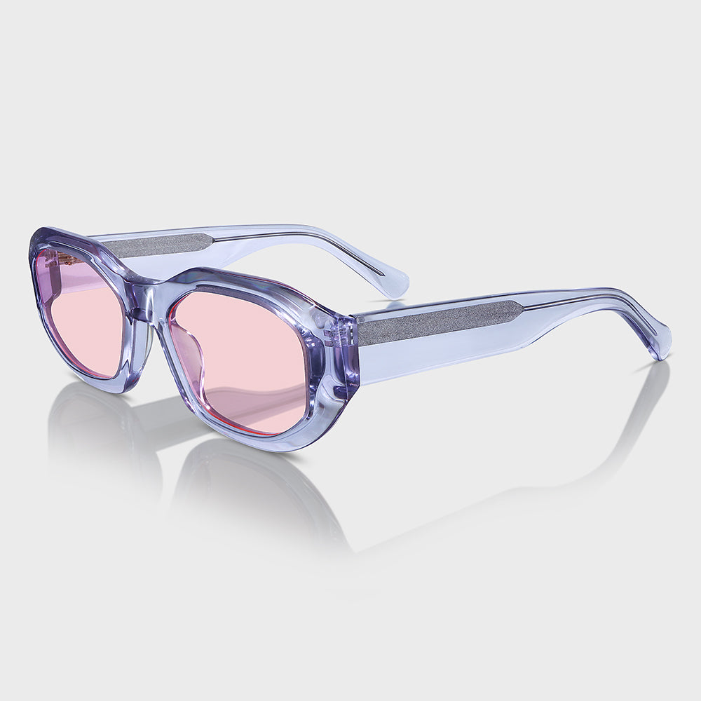 Unisex Rectangular UV400 Fashion Sunglasses with Acetate Frame