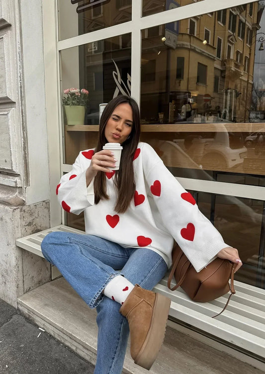 Aurora | Women’s Heart Print Sweater for Winter
