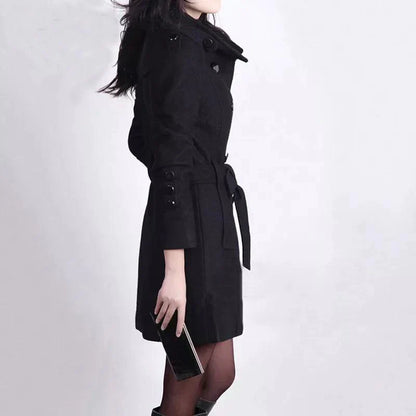 Kiara | Women Winter Wool-Blend Belted Trench Coat