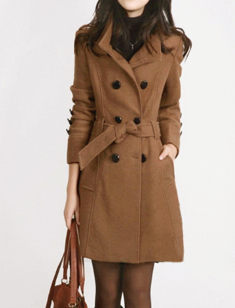 Kiara | Women Winter Wool-Blend Belted Trench Coat