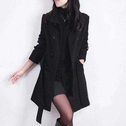 Kiara | Women Winter Wool-Blend Belted Trench Coat