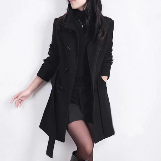 Kiara | Women Winter Wool-Blend Belted Trench Coat