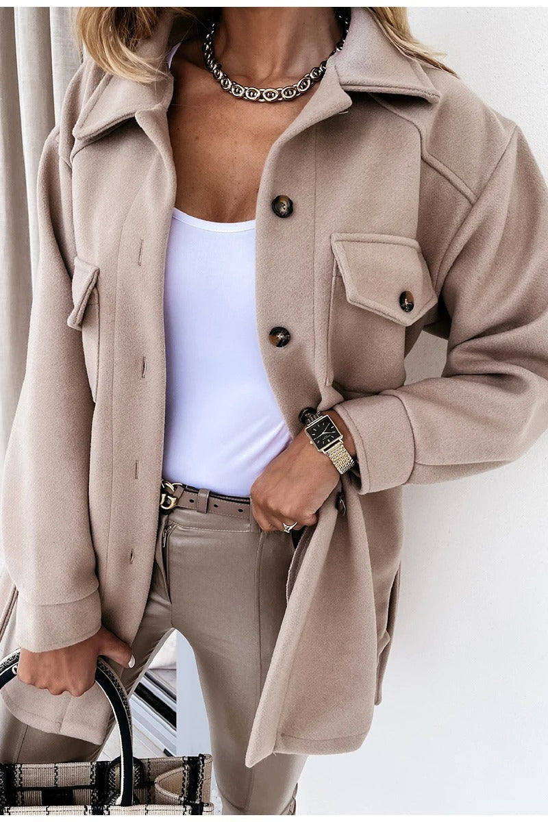 Camila | Women Winter Button Jacket with Pockets