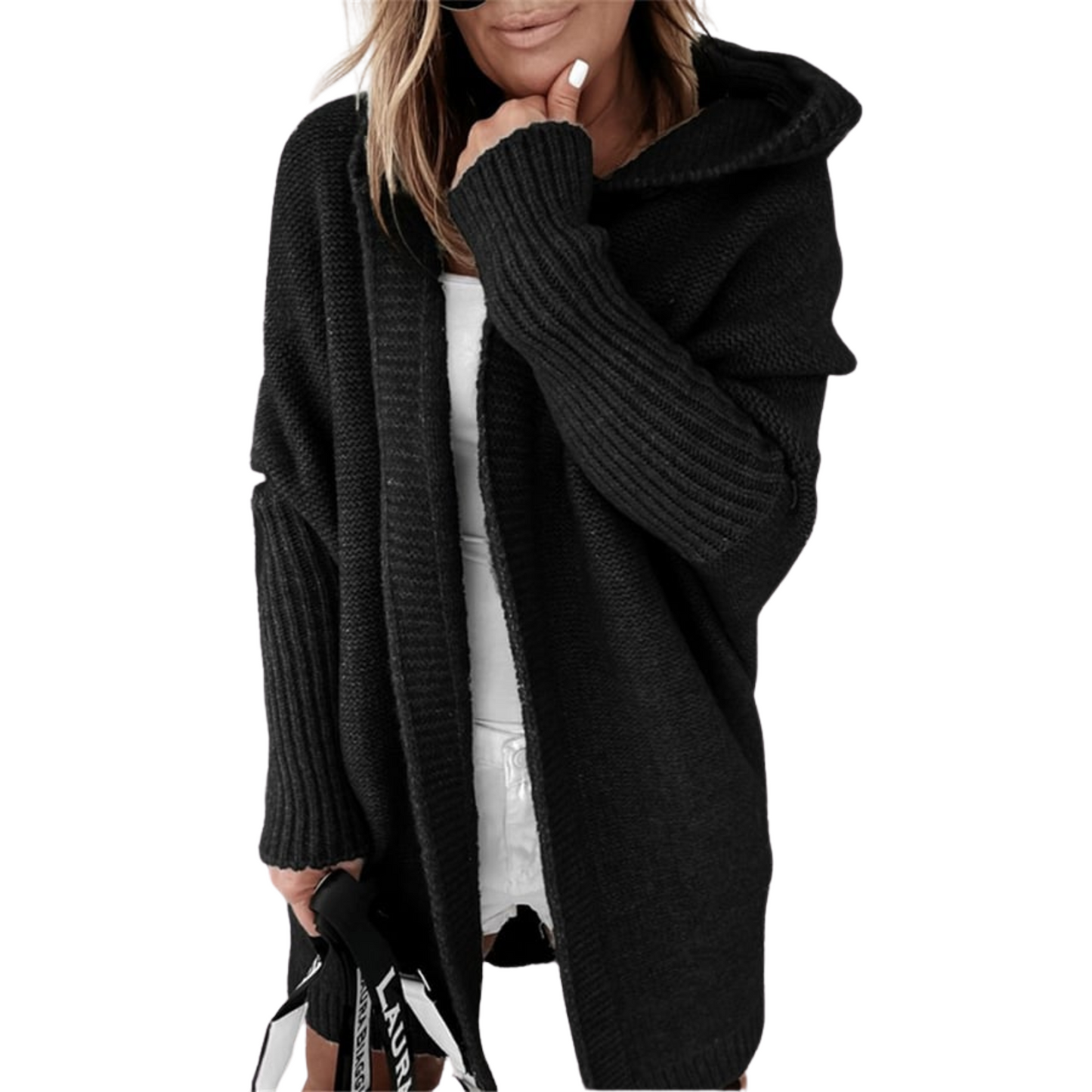 Emma | Women’s Winter Knit Hooded Open Cardigan Coat