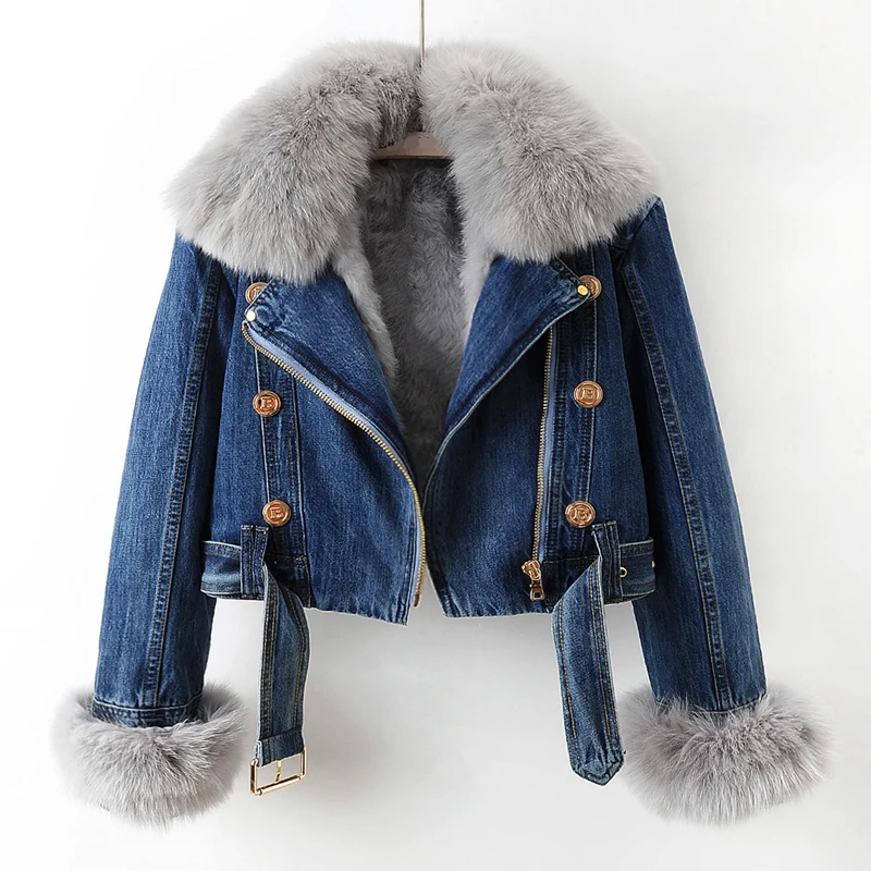 Emily | Denim Jacket with Fur Collar