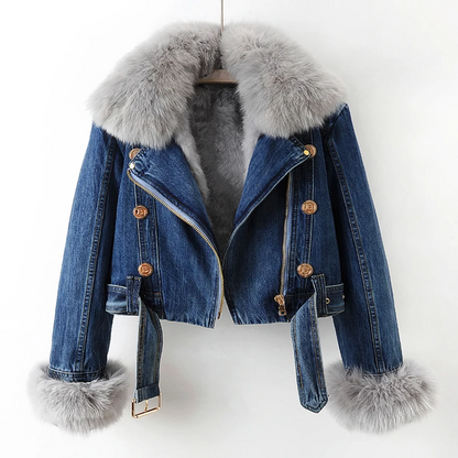 Emily | Denim Jacket with Fur Collar