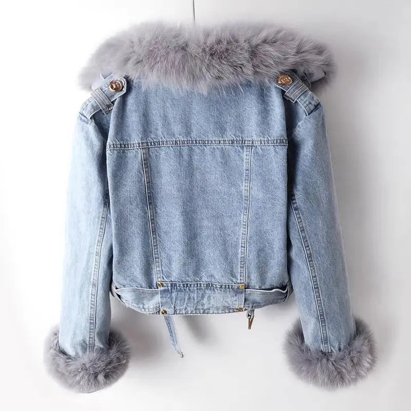 Emily | Denim Jacket with Fur Collar