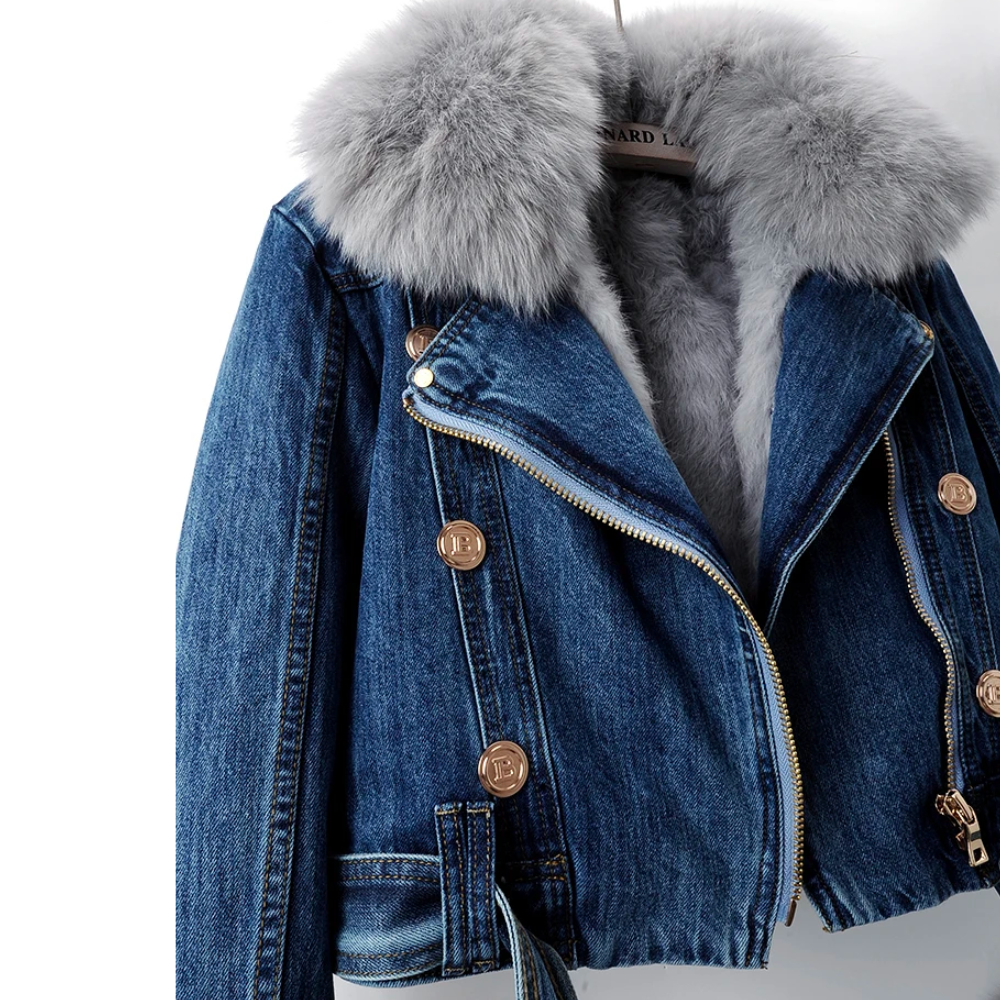 Emily | Denim Jacket with Fur Collar