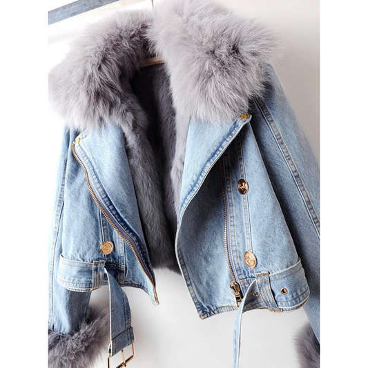 Emily | Denim Jacket with Fur Collar