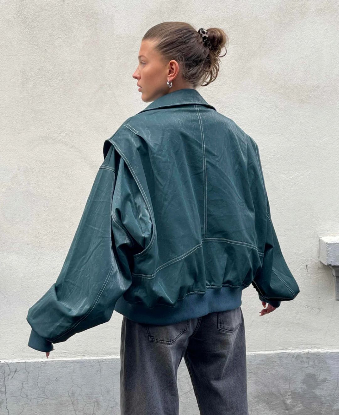 Kimberly | Leather Bomber Jacket with Oversized Fit