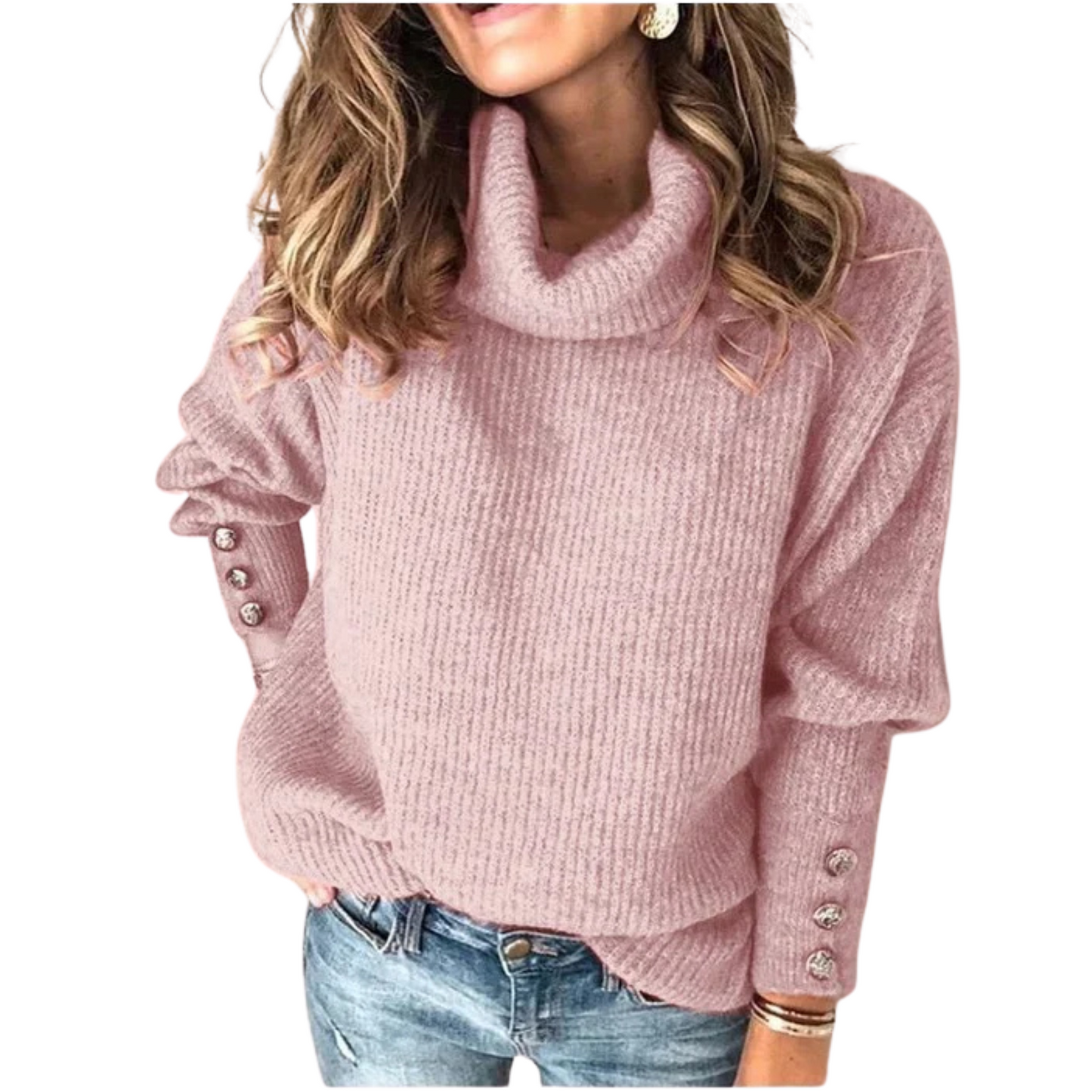 Hazel | Ribbed Sweater with Button Detail