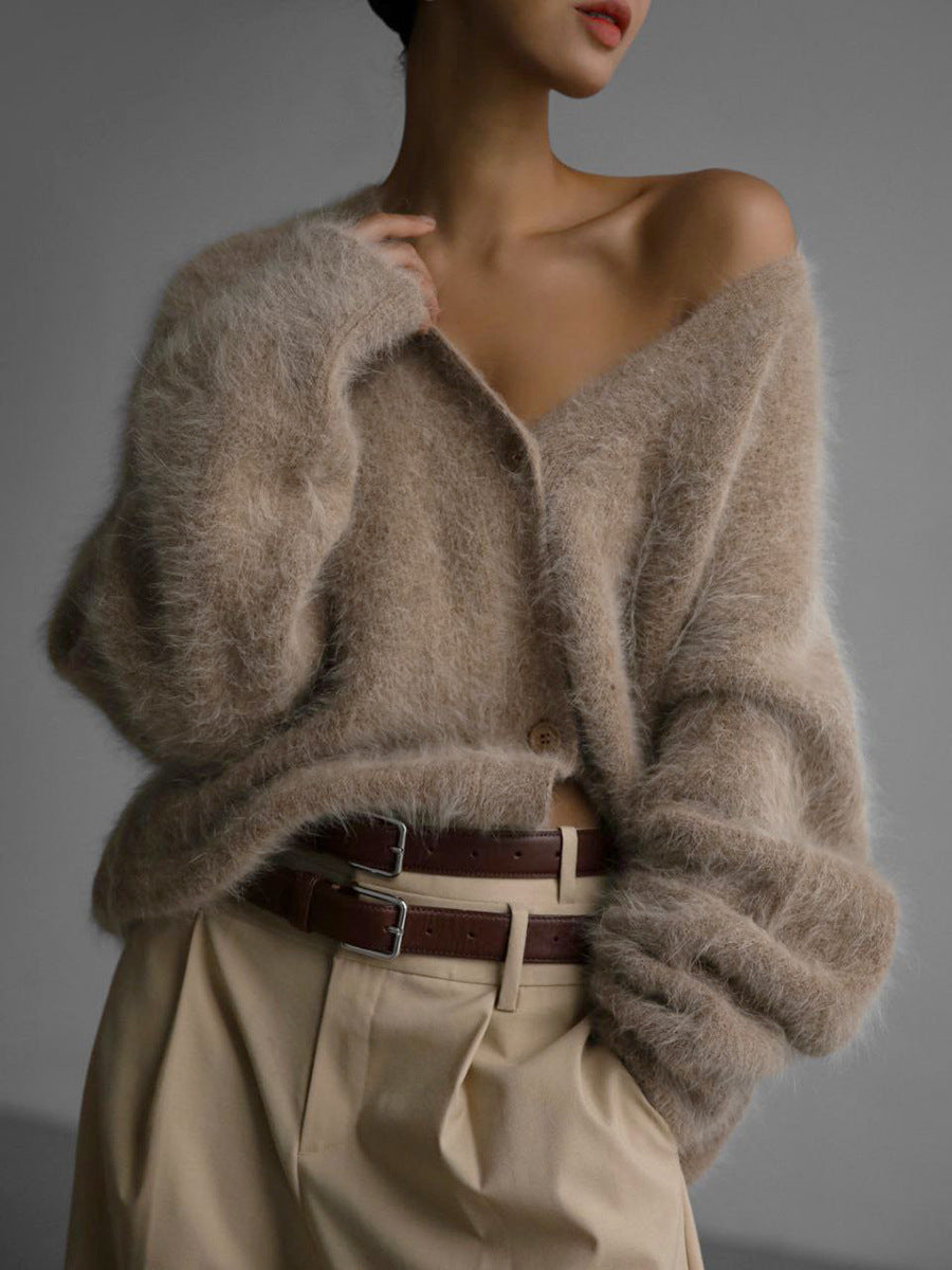 Maya | Women Winter Soft Fuzzy Cardigan with Buttons