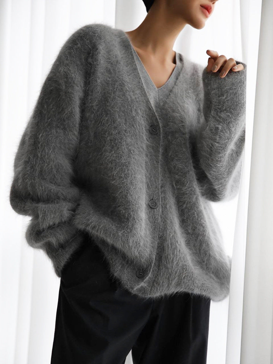 Maya | Women Winter Soft Fuzzy Cardigan with Buttons