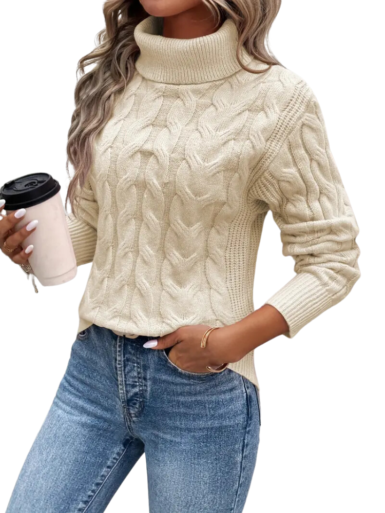Eloise | Women’s Winter Turtleneck Cable Knit Sweater