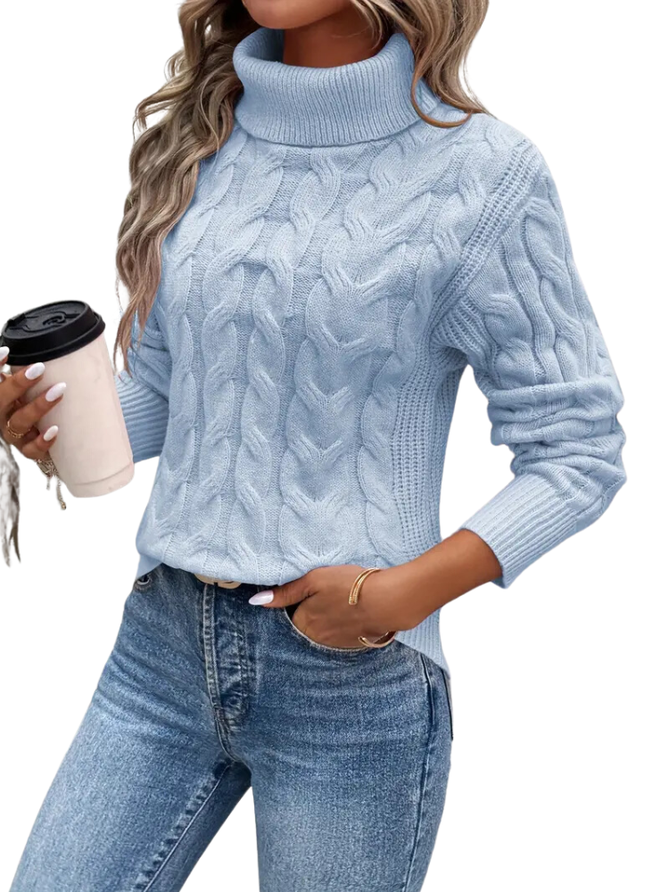 Eloise | Women’s Winter Turtleneck Cable Knit Sweater