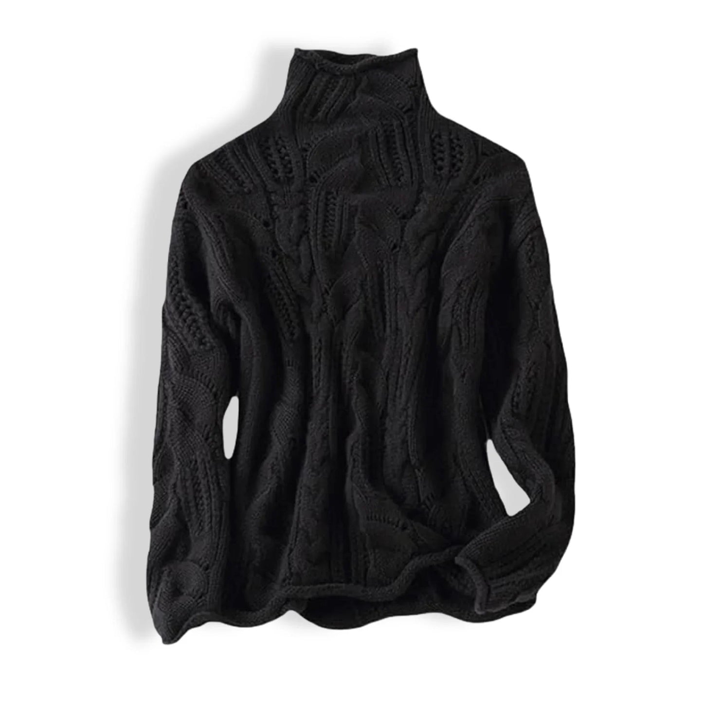 Giselle | Turtleneck Cable Knit Sweater with Texture