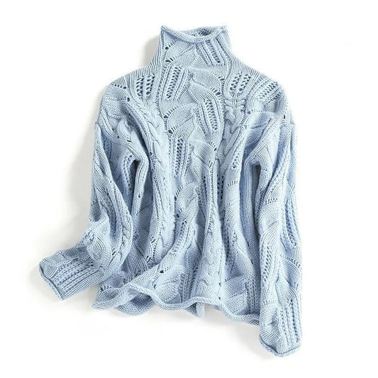 Giselle | Turtleneck Cable Knit Sweater with Texture
