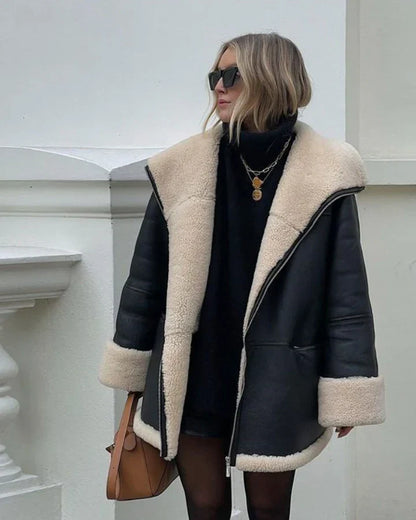 Kayla | Women Winter Zip-Up Faux Leather Coat